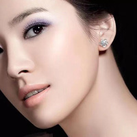 [买二送一]不掉色不过敏[三生三世]S925银白金色时尚气质镶瑞士钻耳钉银色 简约耳环饰品生日送女友情人节礼物