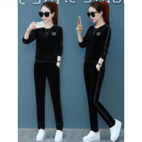 新款春秋季金丝天鹅绒套装女时尚运动休闲长袖