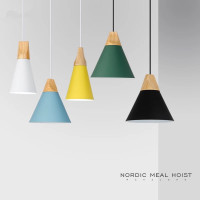 家装优选现代简约马卡龙吊罩北欧餐厅吧台咖啡厅创意个性实木单头吊时尚简约