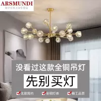 家装优选北欧全铜水晶灯具轻奢吊灯简约现代客厅灯卧室餐厅灯2019新款网红时尚简约