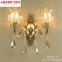 家装优选全铜壁灯欧式水晶壁灯客厅灯背景墙灯卧室床头灯复古过道灯饰灯具时尚简约