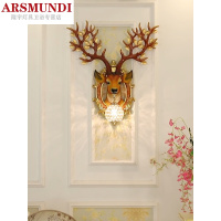 家装优选欧式鹿头壁灯创意客厅卧室过道走廊北欧复古背景墙壁挂装饰品灯具时尚简约