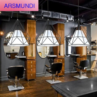 家装优选北欧灯具简约现代创意个性吊灯灯罩美发店理发钻石吊灯火锅店发廊时尚简约