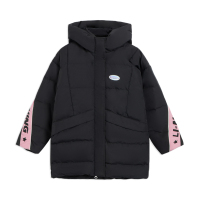 李宁童装中羽绒服女大童运动生活系列连帽宽松冬季白鸭绒运动服