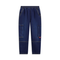 李宁童装牛仔裤男小大童2023新款运动生活系列春季直筒运动长裤