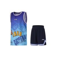 李宁童篮球比赛套装男大童2023新款篮球生活系列宽松运动套装