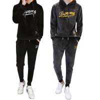 新悦都(XINYUEDOU) 加绒加厚卫衣男士连帽金丝绒休闲运动套装保暖运动服帅气两件套潮TZ1836-2