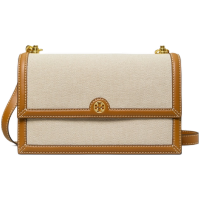 Tory Burch 汤丽柏琦 TB女包 T MONOGRAM 帆布单肩包斜挎包 米色