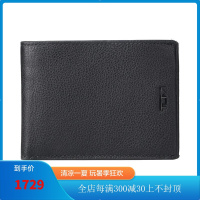 途明Tumi钱包女式Nassau Double Billfold纹理皮革钱包 短款钱包 Black Textured O