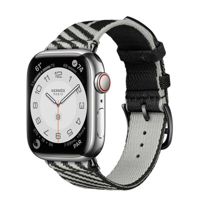 苹果(Apple) Watch Series 7智能手表 爱马仕银色不锈钢表壳带跳跃单圈血氧心率运动