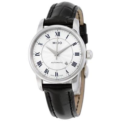 美度(Mido) 男士 Baroncelli II 皮革银色表盘时尚百搭防水机械手表M76004214