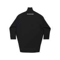 BALENCIAGA 巴黎世家 黑色半拉链高领斗篷 Balenciaga 橡胶标签