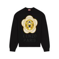 高田贤三 KENZO 图案印花黑色羊毛圆领卫衣 男士休闲舒适毛衣 FD65PU4293BB.-99J