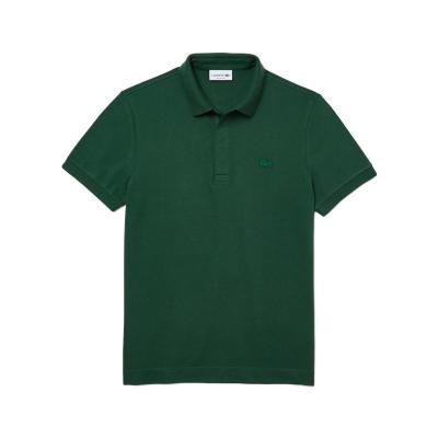 LACOSTE 法国鳄鱼 绿色隐形纽扣门襟罗纹衣领袖口鳄鱼纹刺绣弹性珠地布短袖Polo衫男短袖T恤 PH5522-132