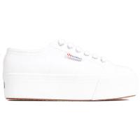 SUPERGA女士白色帆布镂空系带松糕板鞋休闲运动鞋潮流增高平台鞋