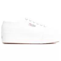 SUPERGA女士白色帆布镂空系带松糕板鞋休闲运动鞋潮流增高平台鞋