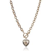 盖尔斯(GUESS)金属镶嵌水晶心形吊坠项链两 tone 设计时尚优雅女