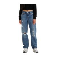 Levi's李维斯女士个性徽标牛仔裤潮流百搭潮酷破洞裤直筒休闲裤长裤