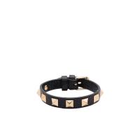 男士钛钢铆钉设计小牛皮环扣打孔式时尚手链