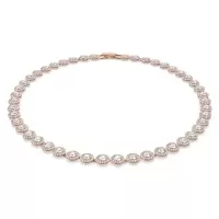 施华洛世奇(SWAROVSKI)经典玫瑰金镀层水晶短项链女款时尚百搭配