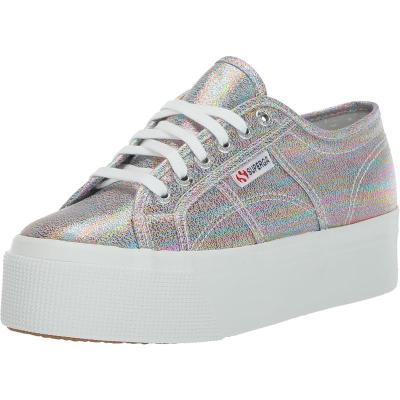 SUPERGA高帮闪粉帆布鞋女加厚橡胶底系带运动鞋潮酷街头板鞋休闲