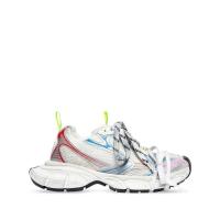 巴黎世家(Balenciaga)女士运动跑步鞋白色拼接条纹圆头系带环保品