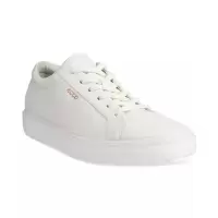 爱步(ECCO)女士软皮圆头系带透气舒适休闲板鞋