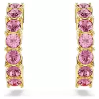 施华洛世奇(SWAROVSKI)迷你 hoop 耳钉女款金 tone 铂镶粉色水晶