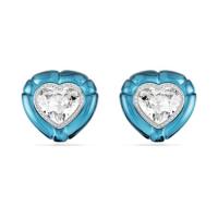 施华洛世奇(SWAROVSKI)蓝晶石树脂镀铑爱心水晶夹式耳钉糖果风浪