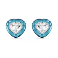 施华洛世奇(SWAROVSKI)蓝晶石树脂镀铑爱心水晶夹式耳钉糖果风浪