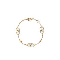 华伦天奴(Valentino)女款金属徽标手链可调节时尚百搭配饰耳饰金