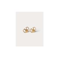 华伦天奴(Valentino)金属耳环女款时尚蝴蝶扣金色徽标耳饰配饰潮