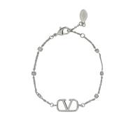 华伦天奴(Valentino)女士金属徽标手链饰龙虾扣开合百搭配饰耳饰