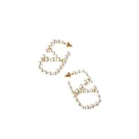 华伦天奴(Valentino)VLOGO标志性金属树脂耳环18K金色珍珠耳饰适