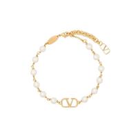 华伦天奴(Valentino)女款 brass材质珍珠logo装饰时尚百搭配饰手