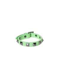 华伦天奴(Valentino)小牛皮徽标手链金属饰钉互锁扣可调节男士手