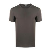 男士军绿色短袖圆领T恤舒适棉氨纶混纺面料