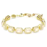 Swarovski金 tone 镶嵌琥珀晶石可调节手链女性多彩日常休闲配饰