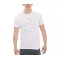 男士圆领短袖白色T恤休闲舒适徽标细节设计