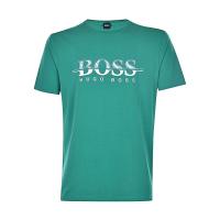 男款中绿色印花logo圆领短袖T恤棉质舒适休闲百搭