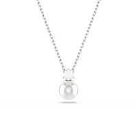 Swarovski优雅简约水晶珍珠项链 女士镀铑吊坠奢华珠宝饰品