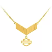 Harley Davidson哈雷大卫森女款立体徽章金镀项链可调节英寸施华洛世奇同厂工艺