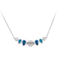 Harley Davidson女款蓝色吊坠石项链优质银灵动设计配饰