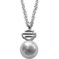 Harley Davidson女款银母贝吊坠项链 可调节链条优雅饰品