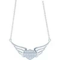 Harley Davidson女款镶水晶翅膀项链 时尚闪耀个性饰品