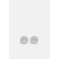 COACH女士银色 coins图案 cubic zirconia 耳钉小巧百搭日常通勤耳饰