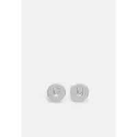 COACH女士银色 coins图案 cubic zirconia 耳钉小巧百搭日常通勤耳饰