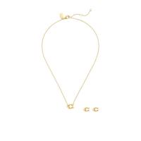 COACH精致珠宝套装项链耳环日常佩戴防过敏钛金属