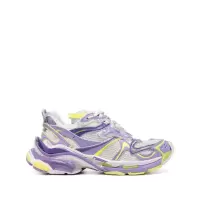 Balenciaga巴黎世家女款多面板拼接复古跑鞋荧光撞色logo装饰厚
