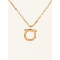 Ferragamo女士光泽金属链条可调节GANCIO风格吊坠项链意大利工艺珠宝盒配送